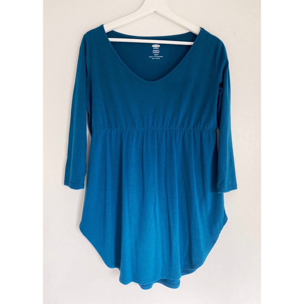 4/$20 OLD NAVY XS Teal Empire Waist Maternity V-Neck Top